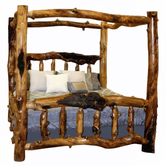 Aspen Lodge Log Canopy Bed