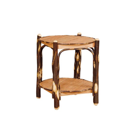 Saranac Hickory 2 Tier Round End Table