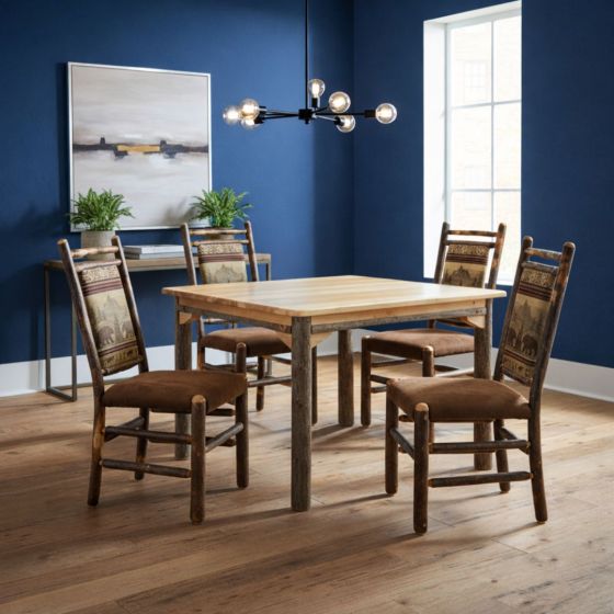 Rustic Dining Chair: Some lifestyle images are created with AI for visualization purposes. Crafted from natural solid wood, each piece is unique and will vary.