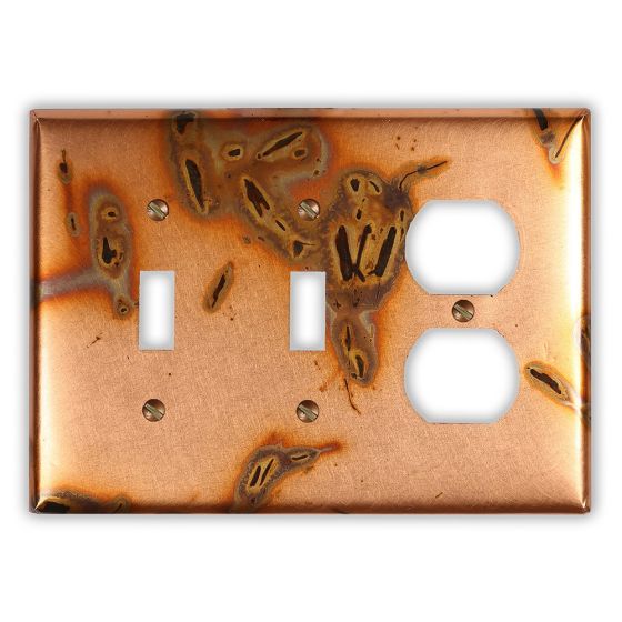 Bamboo 2 Toggle 1 Outlet Copper Switch Plate