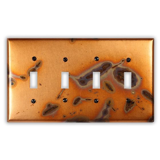 Bamboo 4 Toggle Copper Switch Plate