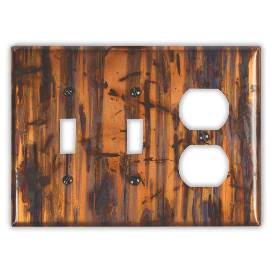 Bamboo Forest 2 Toggle 1 Outlet Copper Switch Plate