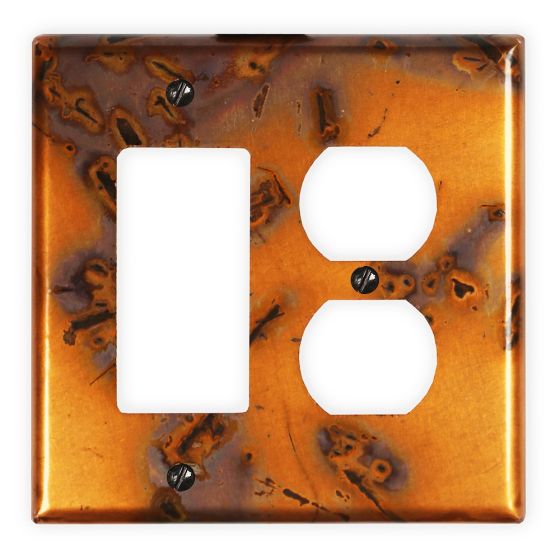 Bamboo Golden 1 Rocker/GFI 1 Outlet Copper Switch Plate