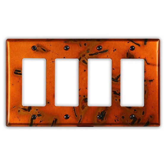 Bamboo Golden 4 Rocker/GFI Copper Switch Plate