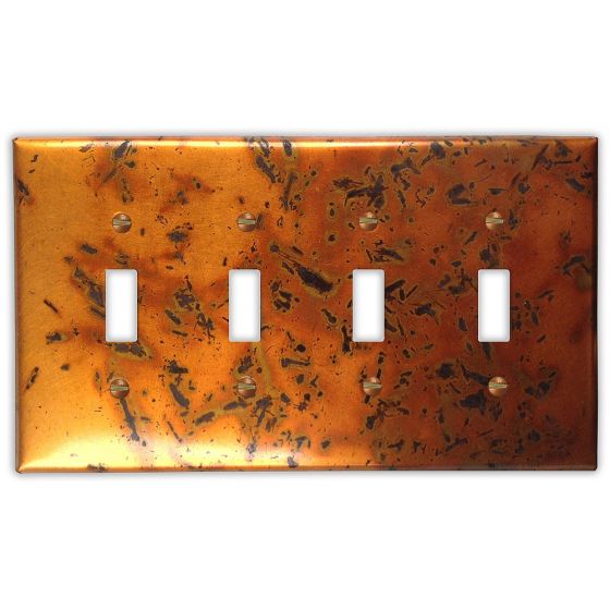 Bamboo Golden 4 Toggle Copper Switch Plate