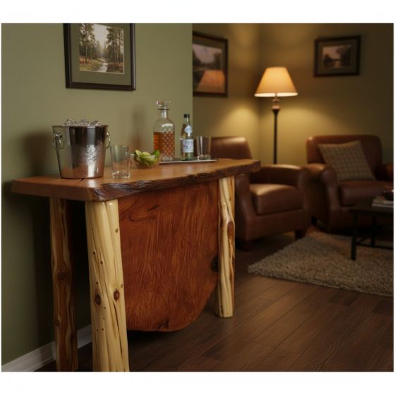 Rustic Bar: Some lifestyle images are created with AI for visualization purposes. Crafted from natural solid wood, each piece is unique and will vary.