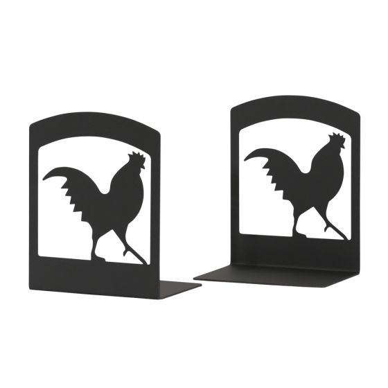 Wrought Iron Rooster Book Ends