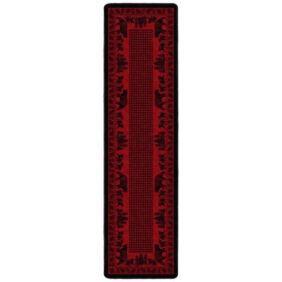 Bear Family Runner Rug - Red
