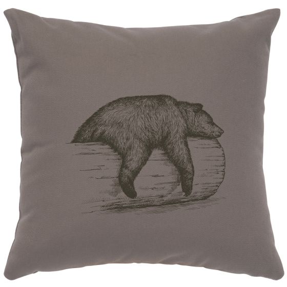 Bear On A Log Image Decor Pillow - Chrome Cotton