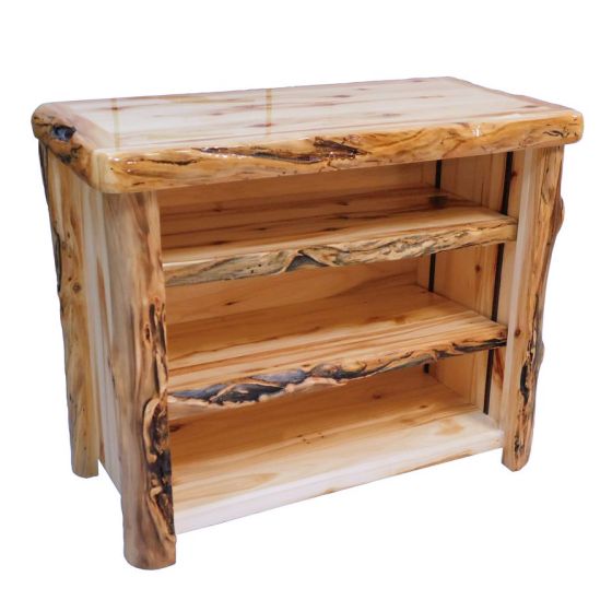 Beartooth Aspen Small Bookcase - 39" - Wild Panel & Gnarly Log - Liquid Glass Top Finish