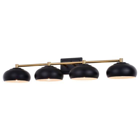 Belmont 4-Light Matte Black and Satin Brass Vanity Light