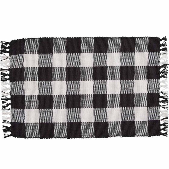 Black & Cream Checkered Yarn Placemat Set