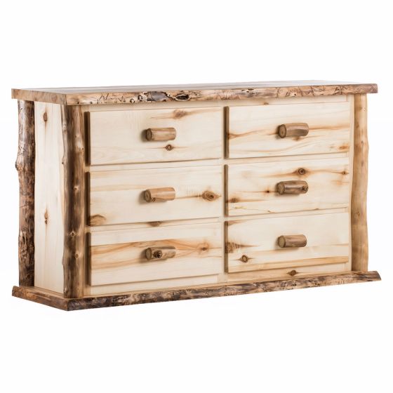 BOULDER MOUNTAIN 6 DRAWER ASPEN LOG DRESSER