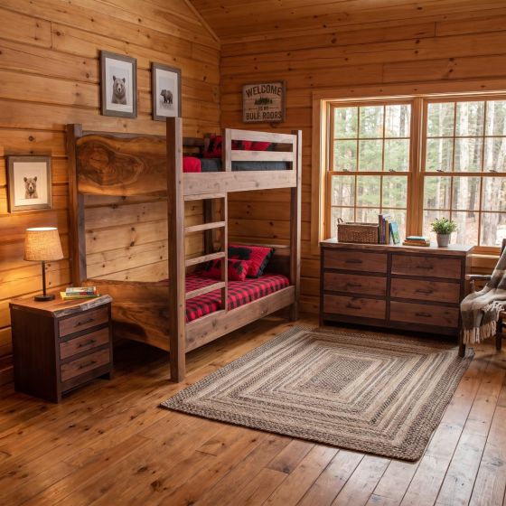 Modern Wood Bunk Bed: Some lifestyle images are created with AI for visualization purposes. Crafted from natural solid wood, each piece is unique and will vary.