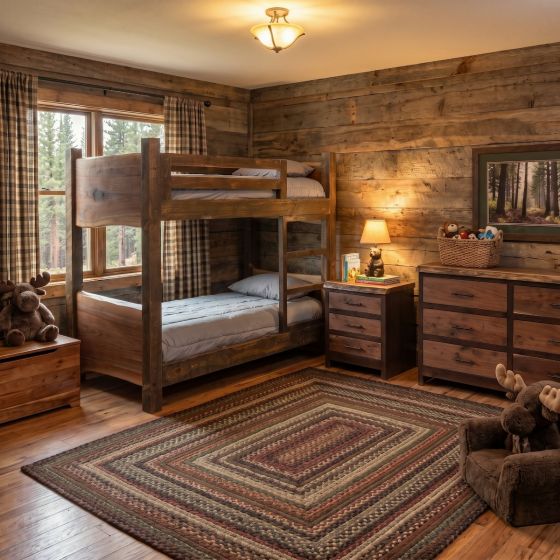 Live Edge Bunkbed: Some lifestyle images are created with AI for visualization purposes. Crafted from natural solid wood, each piece is unique and will vary.