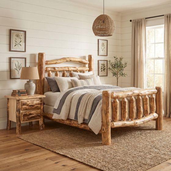 Aspen Nightstand: Some lifestyle images are created with AI for visualization purposes. Crafted from natural solid wood, each piece is unique and will vary.