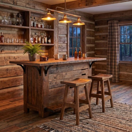 Barnwood Stool: Some lifestyle images are created with AI for visualization purposes. Crafted from natural solid wood, each piece is unique and will vary.