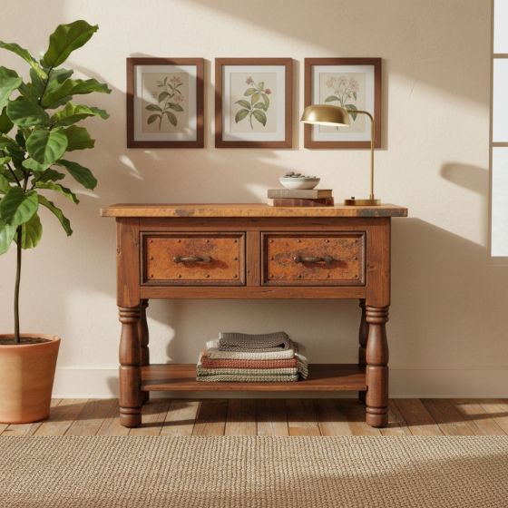 Copper Sideboard: Some lifestyle images are created with AI for visualization purposes. Crafted from natural solid wood, each piece is unique and will vary.