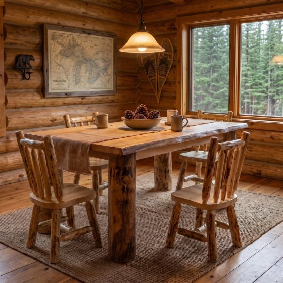 Wood Dining Table: Some lifestyle images are created with AI for visualization purposes. Crafted from natural solid wood, each piece is unique and will vary.