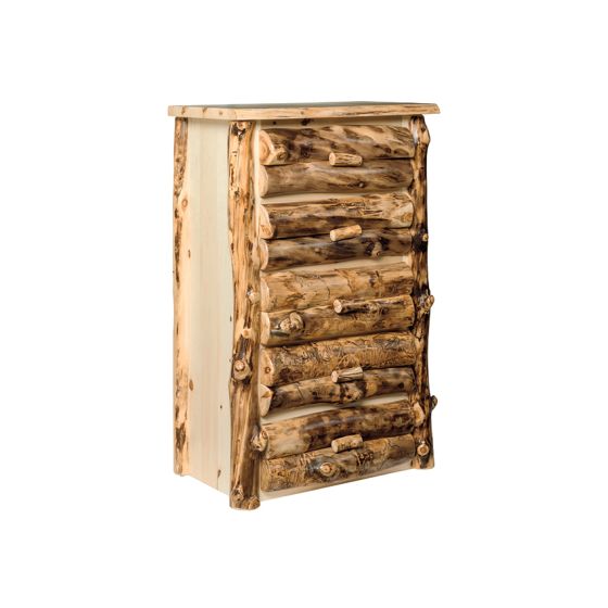 Colorado Aspen 5 drawer chest with half log drawer fronts