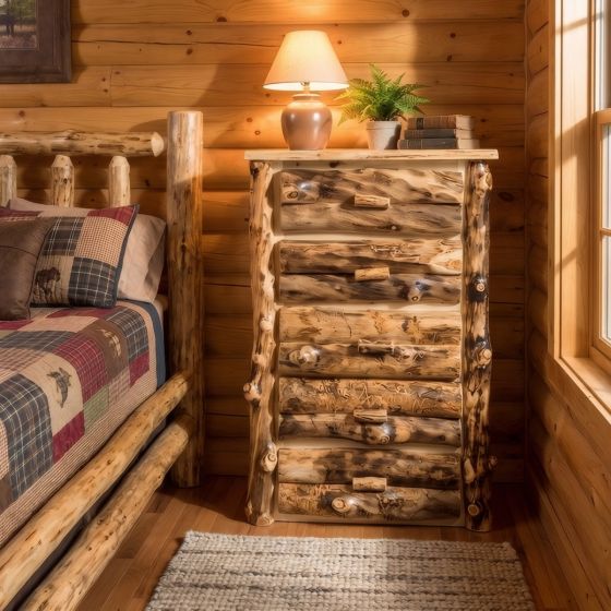 Aspen 5 Drawer Chest: Some lifestyle images are created with AI for visualization purposes. Crafted from natural solid wood, each piece is unique and will vary.
