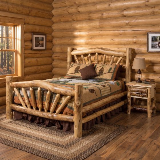 Rustic Aspen Nightstand: Some lifestyle images are created with AI for visualization purposes. Crafted from natural solid wood, each piece is unique and will vary.