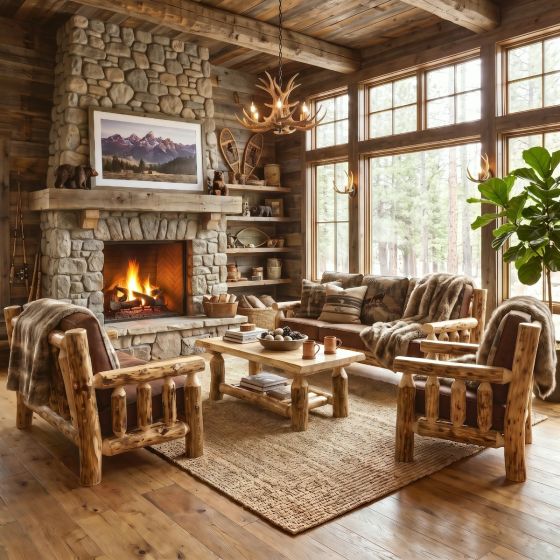 Aspen Coffee Table: Some lifestyle images are created with AI for visualization purposes. Crafted from natural solid wood, each piece is unique and will vary.