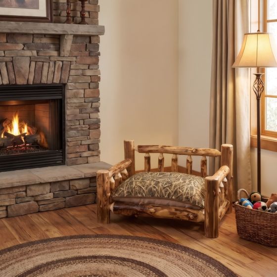Dog Bed: Some lifestyle images are created with AI for visualization purposes. Crafted from natural solid wood, each piece is unique and will vary.