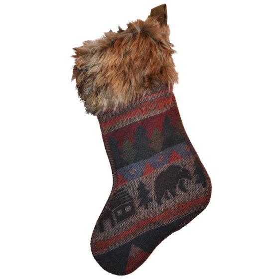 Cabin Bear Christmas Stocking
