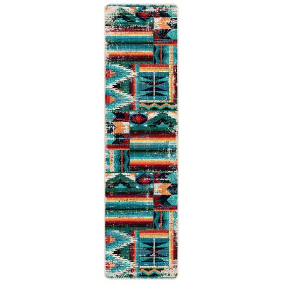 Caverns Runner Rug - Turquoise Patchwork