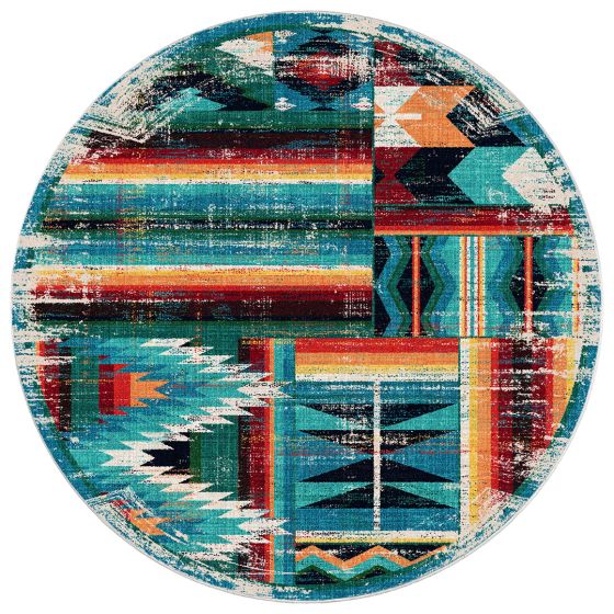Caverns Area Rugs - Turquoise Patchwork