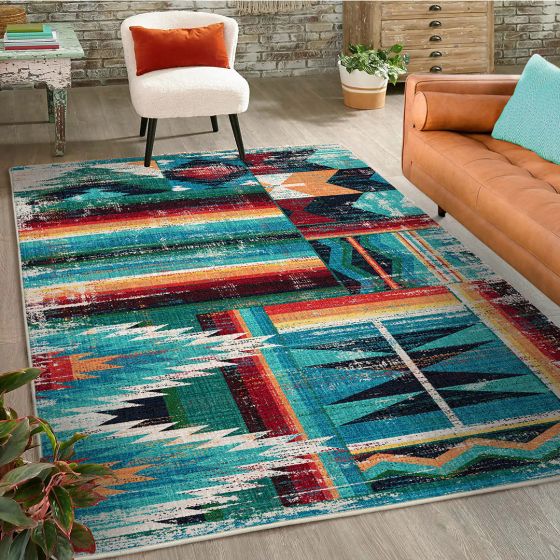 Caverns Rug - Turquoise Patchwork