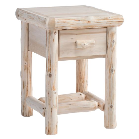 CEDAR LAKE CABIN 1 DRAWER LOG NIGHTSTAND