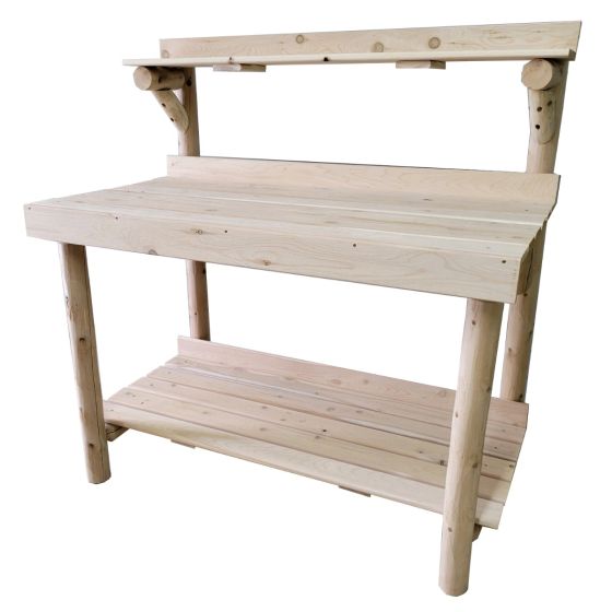 Cedar Log Rustic Potting Table