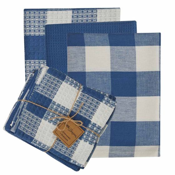 China Blue Checkered 4 Piece Kitchen Towel Set