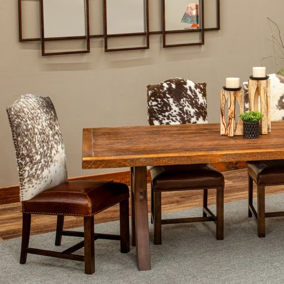 Bristol Upholstered Cowhide Dining Side Chair - Burnt Umber Cypress Leather