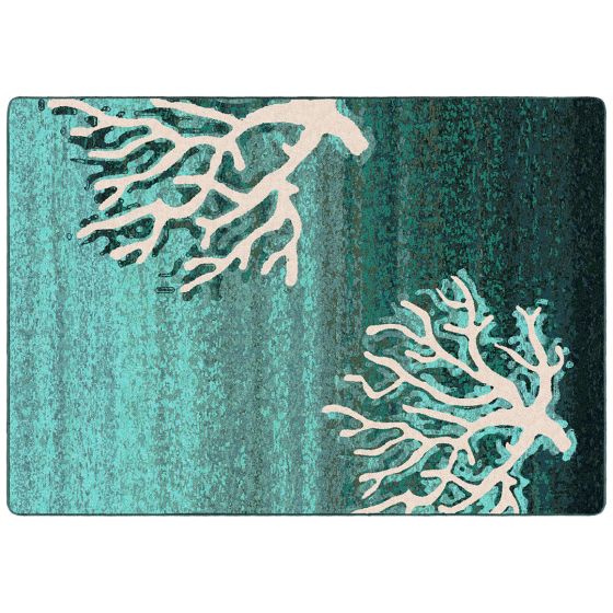 Coral Pattern Entry Rug - Aqua