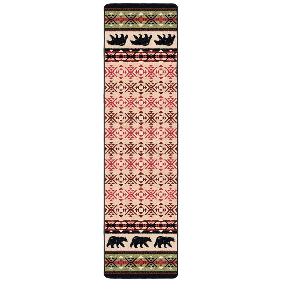 Cozy Bears Runner Rug - Burnt Red