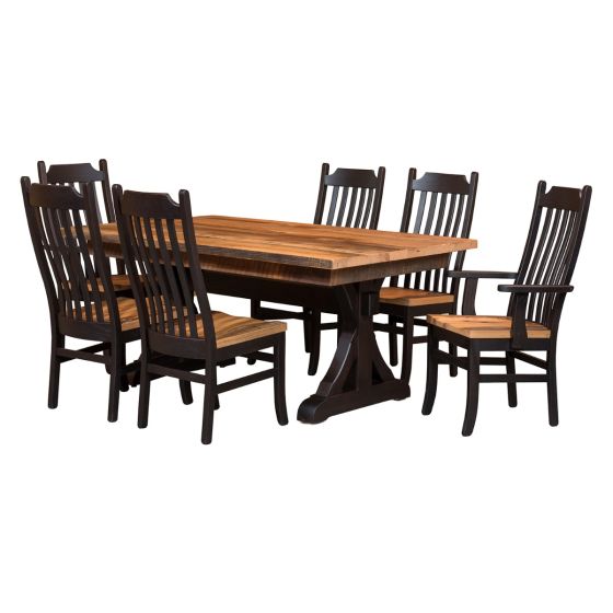Croft Rustic Reclaimed Dining Table & Chairs - Solid Top
