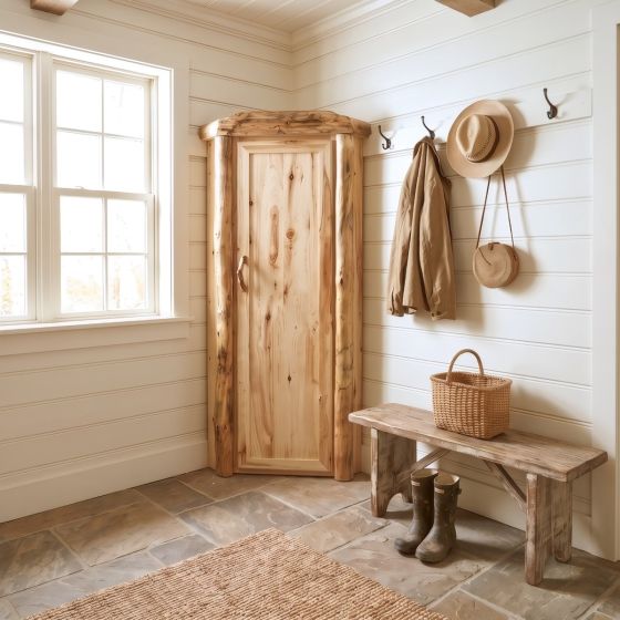 Storage Cabinet: Some lifestyle images are created with AI for visualization purposes. Crafted from natural solid wood, each piece is unique and will vary.