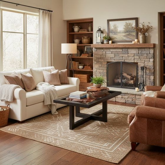 Distressed Wood Coffee Table: Some lifestyle images are created with AI for visualization purposes. Crafted from natural solid wood, each piece is unique and will vary.