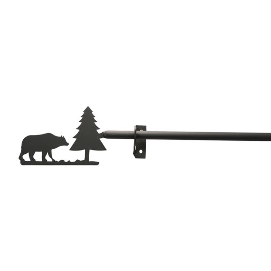 Wrought Iron Bear & Pine Curtain Rod w/Hardware: