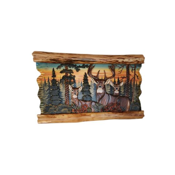 Deer Family Rustic Wood Art