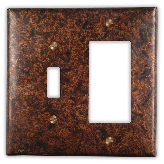 Distressed Dark 1 Toggle 1 Rocker/GFI Copper Switch Plate