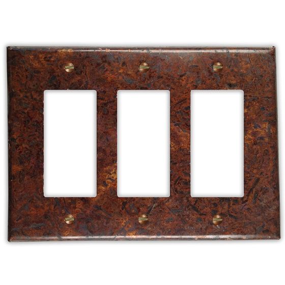Distressed Dark 3 Rocker/GFI Copper Switch Plate
