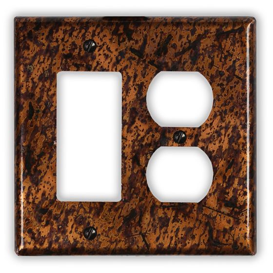 Distressed Light 1 Rocker/GFI 1 Outlet Copper Switch Plate