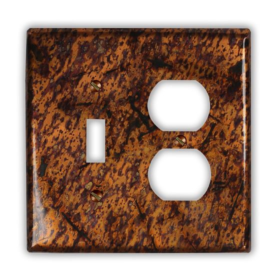 Distressed Light 1 Toggle 1 Outlet Copper Switch Plate