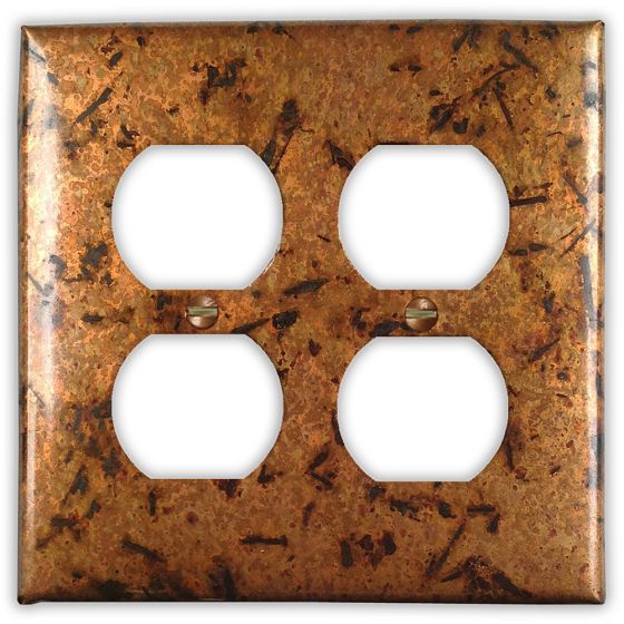 Distressed Light 2 Outlet Copper Switch Plate