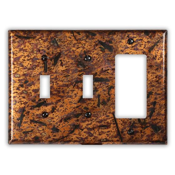 Distressed Light 2 Toggle 1 Rocker/GFI Copper Switch Plate