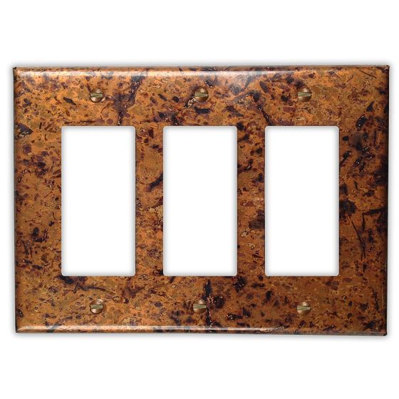 Distressed Light 3 Outlet Copper Switch Plate